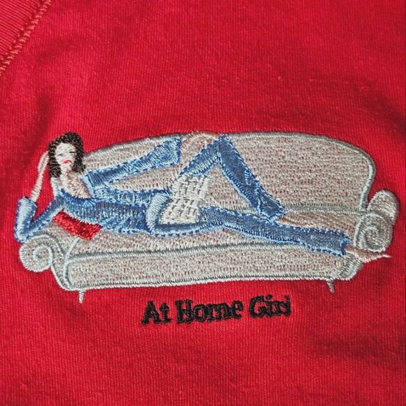 Vintage The Girls Christmas Red Embrodiered At Home Girl Long Sleeve Nightgown - Picture 3 of 9